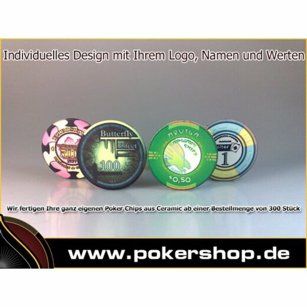 300 Individuelle Pokerchips aus Keramik , Aligned