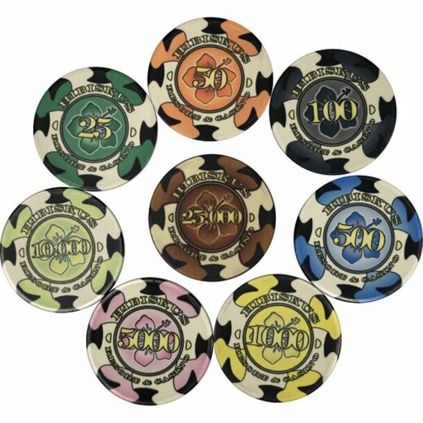 Sample Set Hibiskus Keramik Poker Chips - Aligned