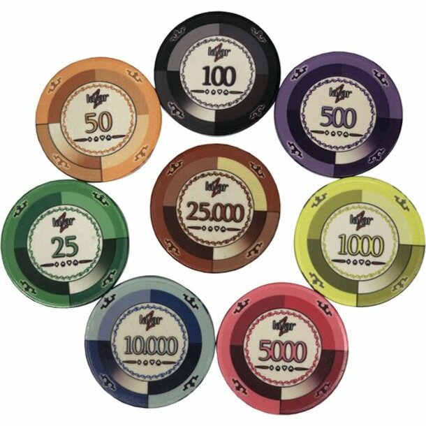 Sample Set Lazar Casino Keramik Pokerchips - alle Werte
