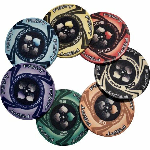 Sample Set The Four Spades Keramik Pokerchips - alle Werte